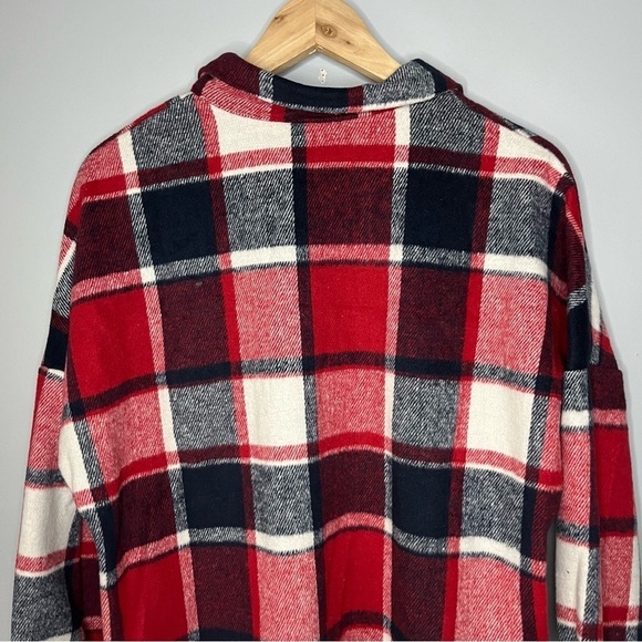 Goodnight Macaroon Winnie Red Plaid Flannel Button Up Shacket Size Medium NWT - Picture 13 of 16
